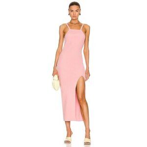 Zeynep Arcay Halter Neck Midi Knit Dress Pink Open Low Back
